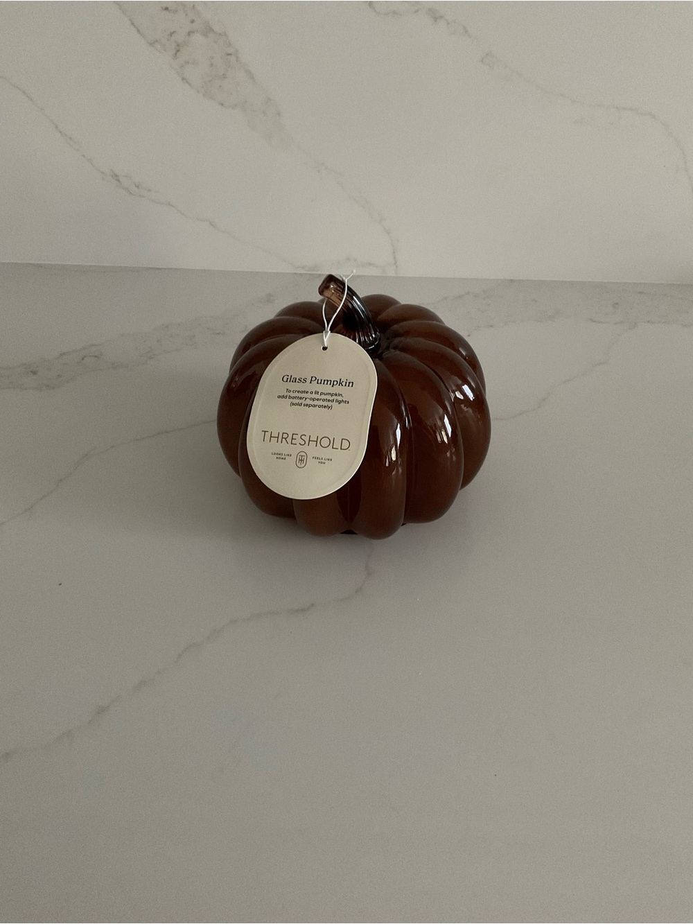 Threshold Brown Glass Pumpkin Accent